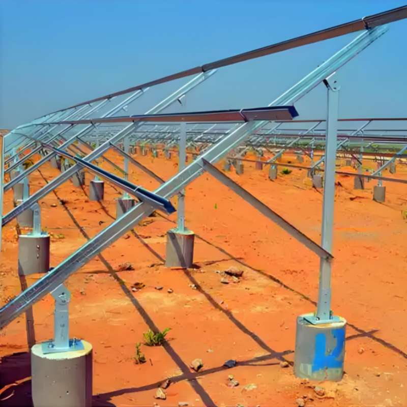 Solar Panel Mounting Brackets for Large-Scale Solar Plants with Pre-Assembled Supporting Rack and Flexible Connection
